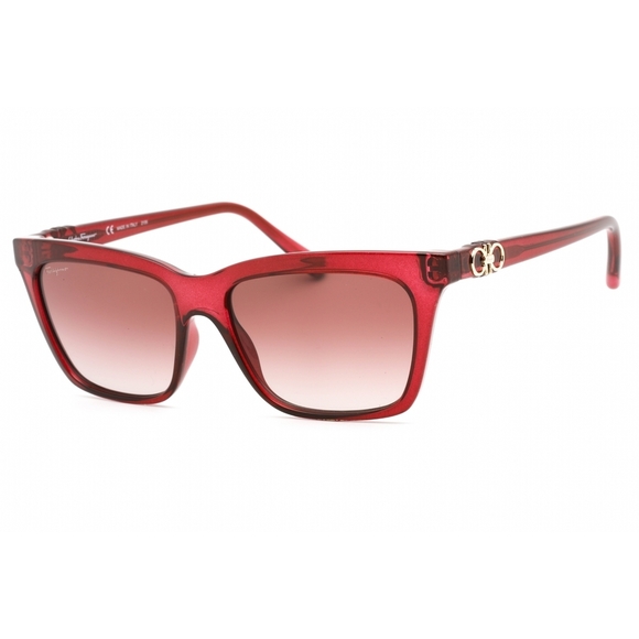 NWT Salvatore Ferragamo SF1027S Crystal Wine Rectangle 55mm Sunglasses